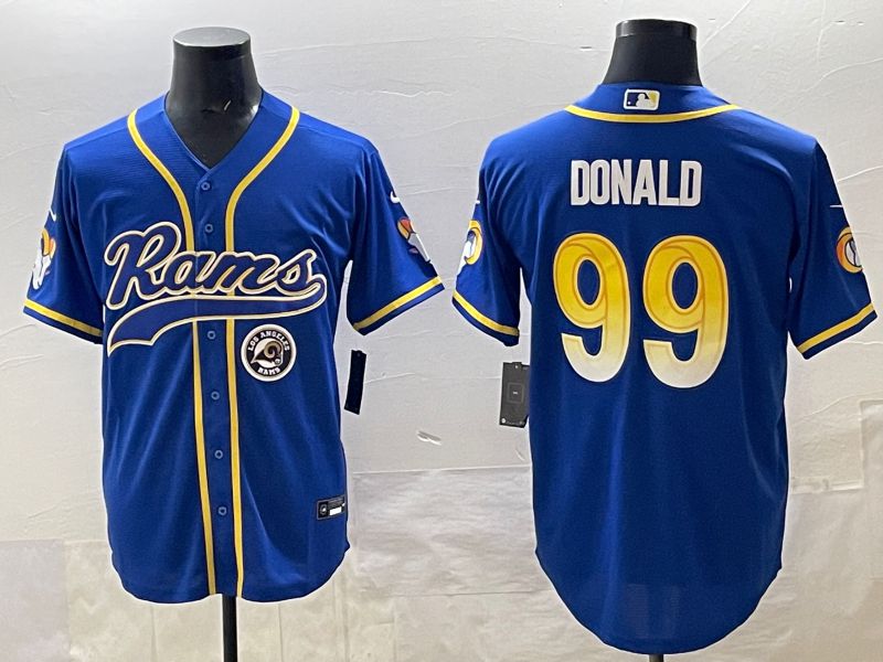 Men 2025 Los Angeles Rams 99 Donald Blue Second generation joint name Nike Limited NFL Jersey style 05